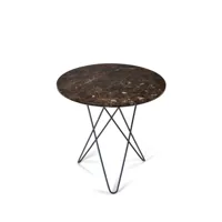 ox denmarq table basse mini o tall marbre marron, support laqué noir