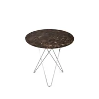ox denmarq table basse mini o tall marbre marron, support en acier inoxydable