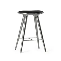 mater high stool tabouret de bar bas mater 69 cm cuir noir, support aluminium