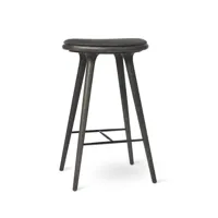 mater high stool tabouret de bar bas mater 69 cm cuir noir, chêne gris sirka