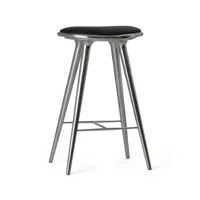 mater high stool tabouret de bar haut mater 74 cm cuir noir, support en aluminium