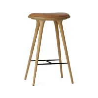 mater high stool tabouret de bar haut mater 74 cm cuir naturel, support en chêne savonné