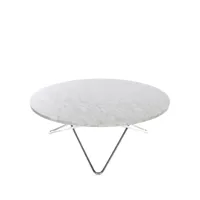 ox denmarq table basse o large marbre de carrare, support en acier inoxydable