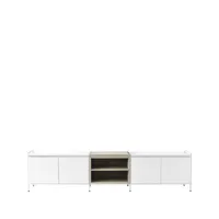 zweed buffet molto bas blanc/chêne, 3 sections