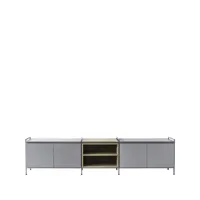zweed buffet molto bas gris/chêne, 3 sections