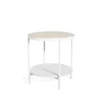 smd design table d'appoint lene blanc, bas, placage de hêtre pigmenté blanc