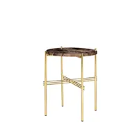 gubi table d'appoint ts round brown emperador marble, ø40, structure en laiton