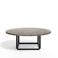 new works table basse florence gris du marais marble, ø 90 cm, structure noire