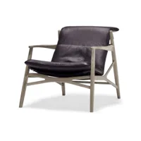 stolab fauteuil lounge link cuir marron foncé, chêne huilé blanc, toile noire