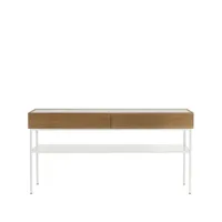 asplund luc 160 table console chêne teinté noyer (p4), plateau en marbre, support white