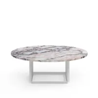 new works table basse florence white viola marble, ø 90 cm, structure blanche