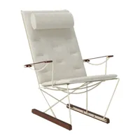 massproductions chaise longue spark, ivoire-hêtre teinté noyer romo ruskin quill 7757/10