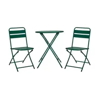 house doctor ensemble café helo avec 2 chaises vert foncé