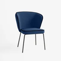 chaise en velours avec détail liseré bleu nuit