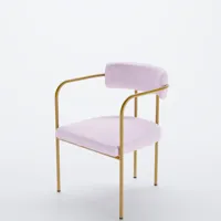 chaise de salle à manger tapissée avec accoudoirs velours rose clair barbara