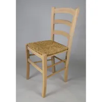 tommychairs tommychairs - set 6 chaises venezia pour la cuisine, structure en bois de hêtre poli non traité 100% naturel et assise en paille