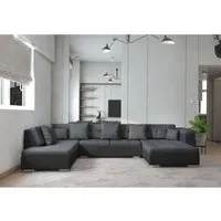 meublesline canapé d'angle panoramique en u atrium gris noir angle gauche  taupe