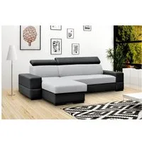 meublesline canapé d'angle convertible capra design tissu gris, noir