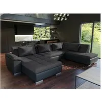 meublesline canapé panoramique convertible lemon angle droit noir  noir