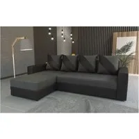 meublesline canapé d'angle convertible huli gris foncé et noir  gris, noir
