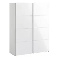 but armoire 2 portes coulissantes l.150 cm elegance mini blanc laqué  blanc