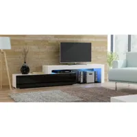 meuble tv flex laque bm/nl - extensible ou angle 148 à 280 cm led rgb