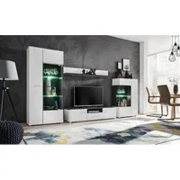 ensemble meuble tv capone noir mat/blanc laque 310 cm