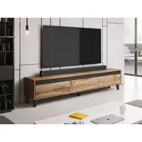 bestmobilier lord - meuble tv - bois et noir - 185 cm - style industriel