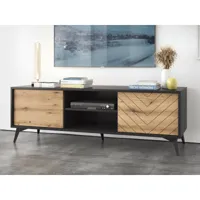 bestmobilier peter - meuble tv - bois et noir - 154 cm - style industriel  noir