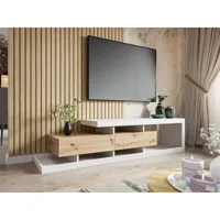 bestmobilier olga - meuble tv - bois et blanc - 198 cm - style scandinave  bois