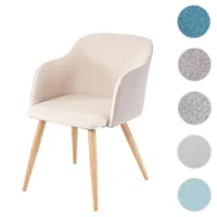 mendler chaise de salle à manger hwc-d71, chaise de cuisine, design rétro, accoudoirs tissu/textile ~ crème-beige  beige