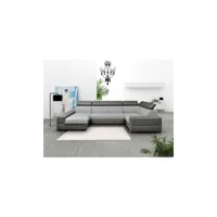 meublesline canapé d'angle 6 places panoramique capri xxl tissu gris, noir