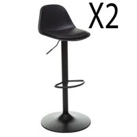 lot de 2 chaises de bar en polypropylène coloris noir - diamètre 45 x hauteur 103 cm