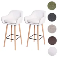 mendler 2x tabouret de bar malmö t381, chaise de bar tabouret de comptoir ~ simili cuir, blanc