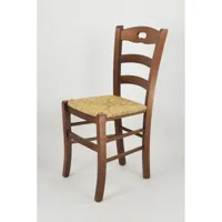 tommychairs tommychairs - set 6 chaises savoie pour la cuisine, bar et la salle à manger, structure en bois coleur noix et assise en paille