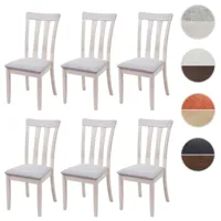 mendler 6x chaise de salle à manger hwc-g46, tissu, en bois massif ~ châssis clair, gris  gris