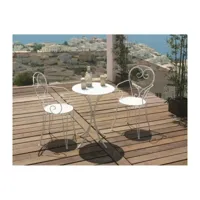 sans marque set table de jardin romantique en fer forge 60 cm + 2 fauteuils - blanc  blanc