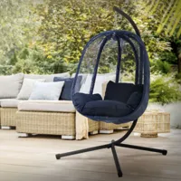 ml-design fauteuil suspendu 100x105x177 cm navy en acier avec structure et coussin d'assise 150kg ml-design