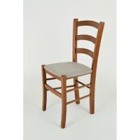 tommychairs - set 4 chaises venice pour cuisine et salle à manger, structure en bois couleur noix et assise en tissu couleur daim