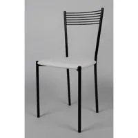 tommychairs - set 4 chaises elegance pour la cuisine et bar, structure en acier peindré noir et assise en cuir artificiel blanc