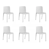 lot de 6 chaises de jardin empilables en résine coloris blanc - longueur 48 x profondeur 53 x hauteur 80 cm