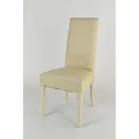 tommychairs - set 2 chaises luisa pour cuisine, solide structure en bois de hêtre peindré sable et assise en cuir artificiel sable