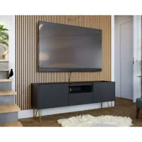 bestmobilier cali - meuble tv - effet marbre - 144 cm  noir