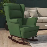 maison chic fauteuil à bascule et pieds,fauteuil pour relax en bois d'hévéa vert foncé velours -mn74090  vert