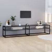 meuble tv scandinave - banc tv pour salon transparent 200x40x40,5 cm verre trempé -mn56641