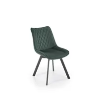 chaise design en tissu velours 45 x 63 x 80 cm - vert foncé