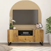 meuble tv scandinave - banc tv pour salon 105x33,5x46 cm bois de manguier et d'ingénierie -mn53822