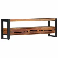 meuble tv scandinave - banc tv pour salon 140x30x45 cm bois d'acacia massif -mn53277