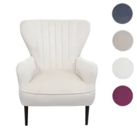 fauteuil lounge hwc-k37, fauteuil cocktail fauteuil rembourré, velours ~ crème - beige