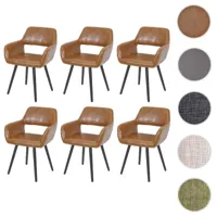 lot de 6 chaises de salle à manger hwc-a50 ii design rétro années 50 ~ similicuir imitation daim, pieds foncés